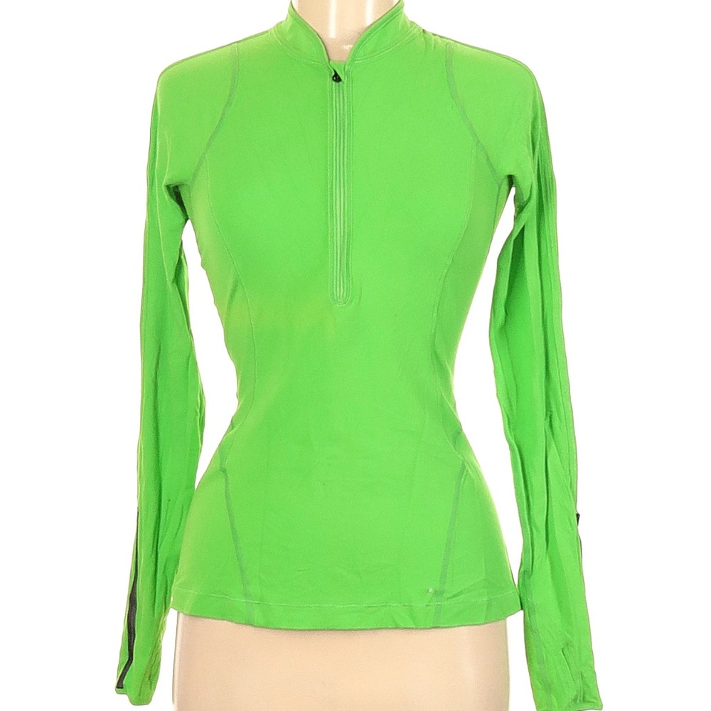LULULEMON Run: Rise And Shine Pullover Green Active Top Pocket Thumbholes Size 8